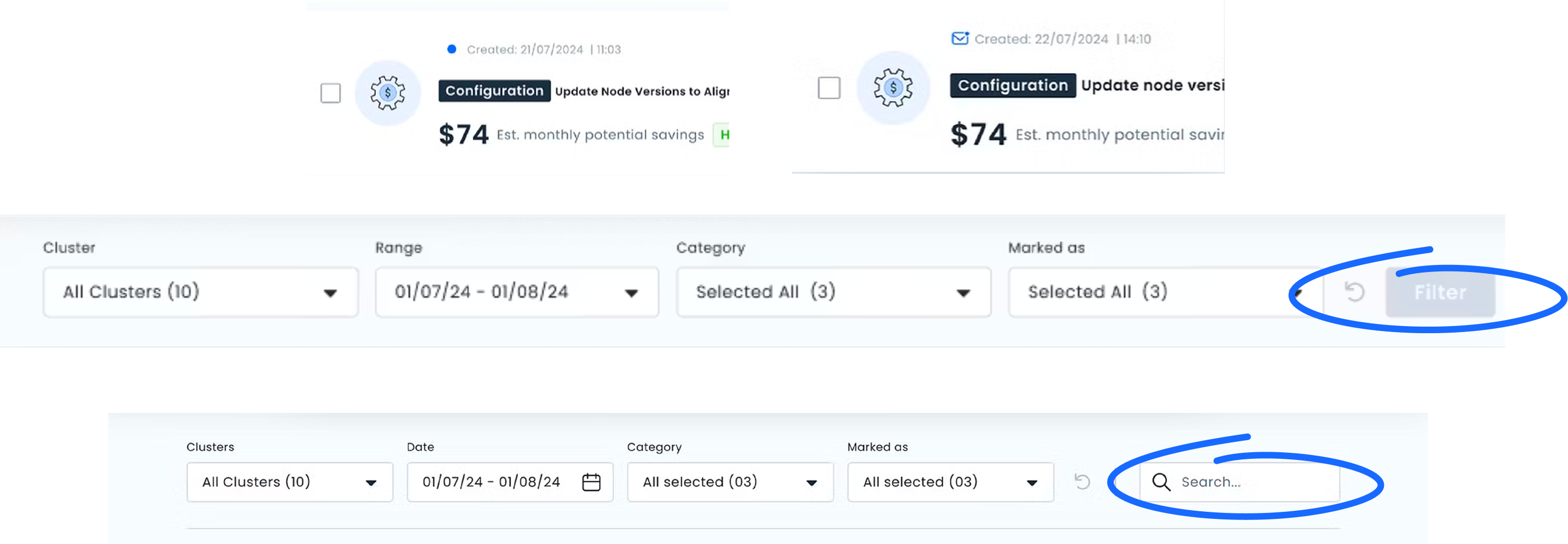 Iteration: filter interaction before and after